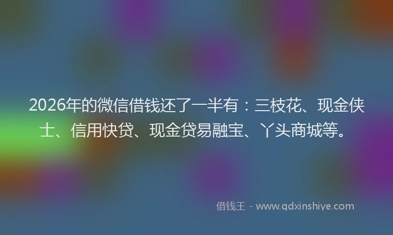 2026年的微信借钱还了一半有：三枝花、现金侠士、信用快贷、现金贷易融宝、丫头商城等。