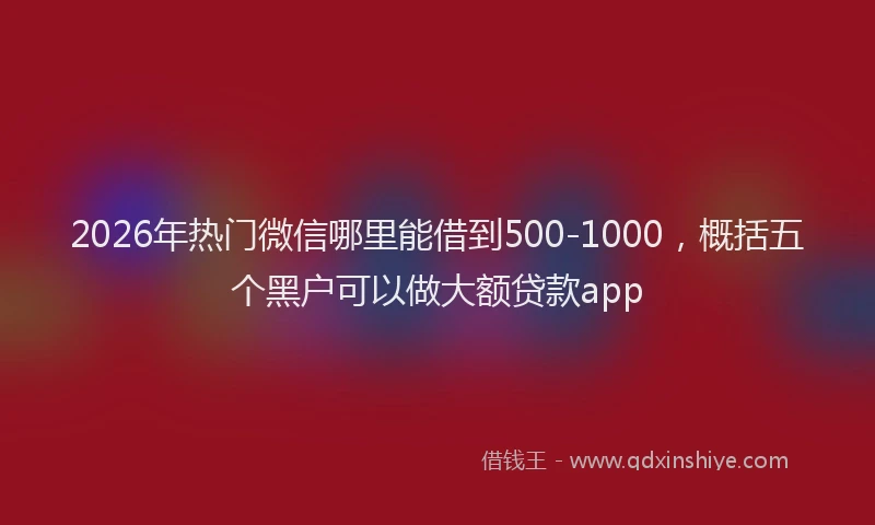2026年热门微信哪里能借到500-1000，概括五个黑户可以做大额贷款app