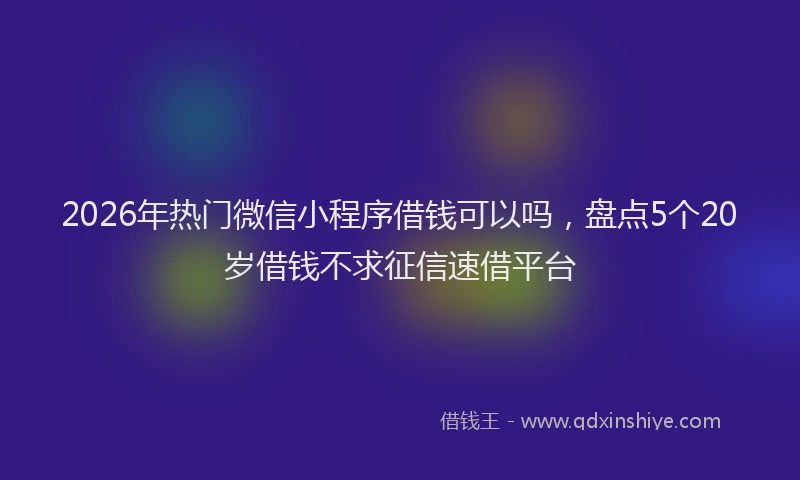 2026年热门微信小程序借钱可以吗，盘点5个20岁借钱不求征信速借平台