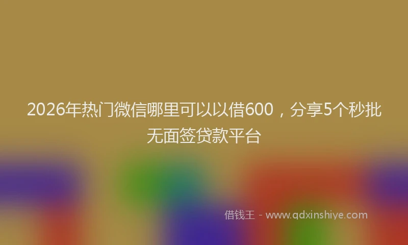 2026年热门微信哪里可以以借600，分享5个秒批无面签贷款平台