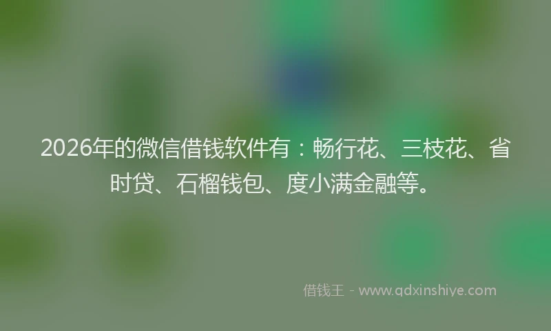 2026年的微信借钱软件有：畅行花、三枝花、省时贷、石榴钱包、度小满金融等。