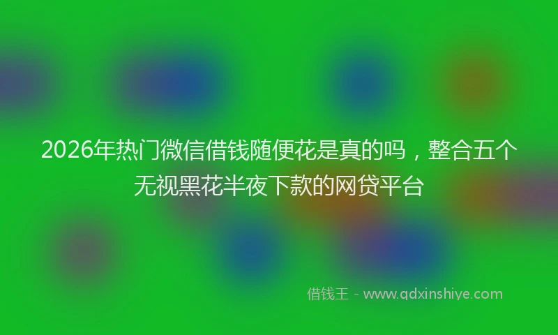 2026年热门微信借钱随便花是真的吗，整合五个无视黑花半夜下款的网贷平台