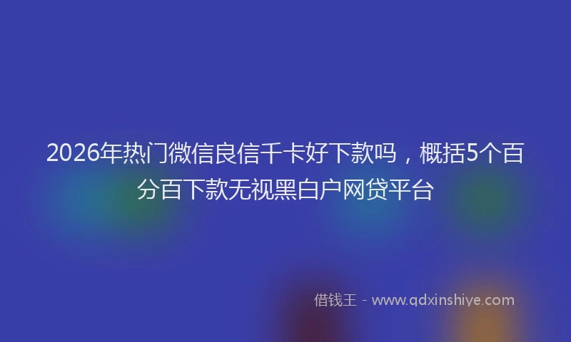 2026年热门微信良信千卡好下款吗，概括5个百分百下款无视黑白户网贷平台