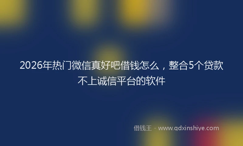 2026年热门微信真好吧借钱怎么，整合5个贷款不上诚信平台的软件
