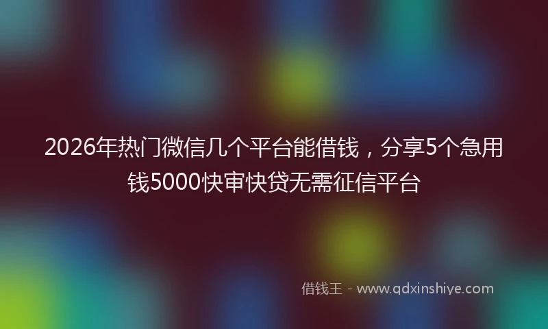 2026年热门微信几个平台能借钱，分享5个急用钱5000快审快贷无需征信平台