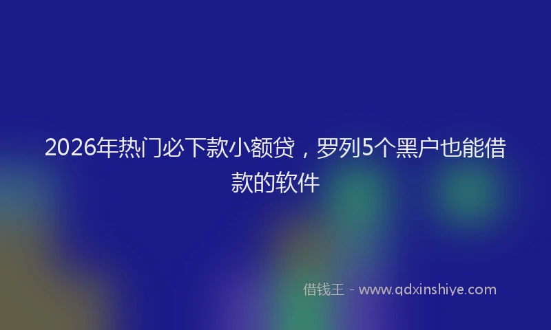 2026年热门必下款小额贷，罗列5个黑户也能借款的软件