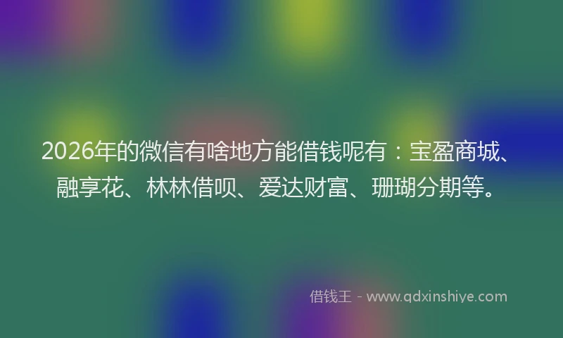 2026年的微信有啥地方能借钱呢有：宝盈商城、融享花、林林借呗、爱达财富、珊瑚分期等。