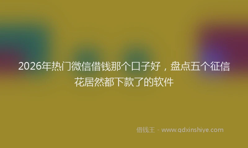 2026年热门微信借钱那个口子好，盘点五个征信花居然都下款了的软件