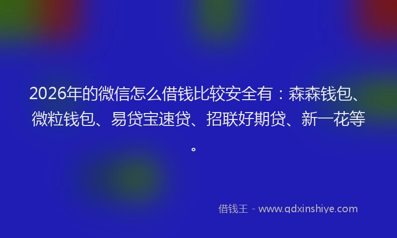 2026年的微信怎么借钱比较安全有：森森钱包、微粒钱包、易贷宝速贷、招联好期贷、新一花等。