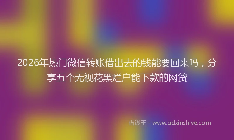 2026年热门微信转账借出去的钱能要回来吗，分享五个无视花黑烂户能下款的网贷