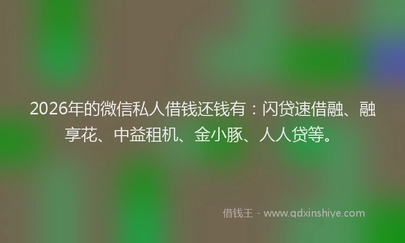 2026年的微信私人借钱还钱有：闪贷速借融、融享花、中益租机、金小豚、人人贷等。