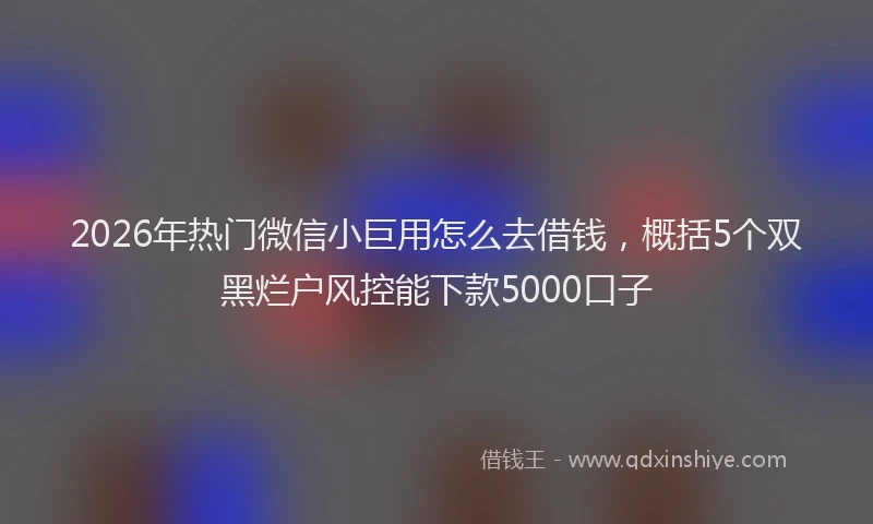 2026年热门微信小巨用怎么去借钱，概括5个双黑烂户风控能下款5000口子