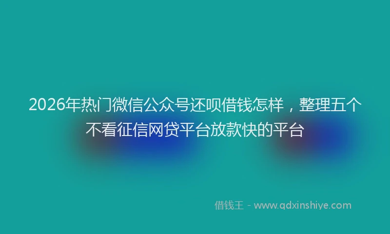 2026年热门微信公众号还呗借钱怎样，整理五个不看征信网贷平台放款快的平台