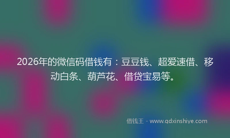 2026年的微信码借钱有：豆豆钱、超爱速借、移动白条、葫芦花、借贷宝易等。