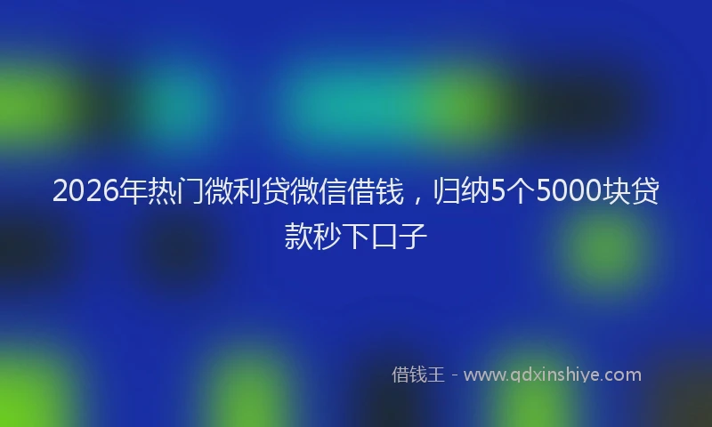 2026年热门微利贷微信借钱，归纳5个5000块贷款秒下口子
