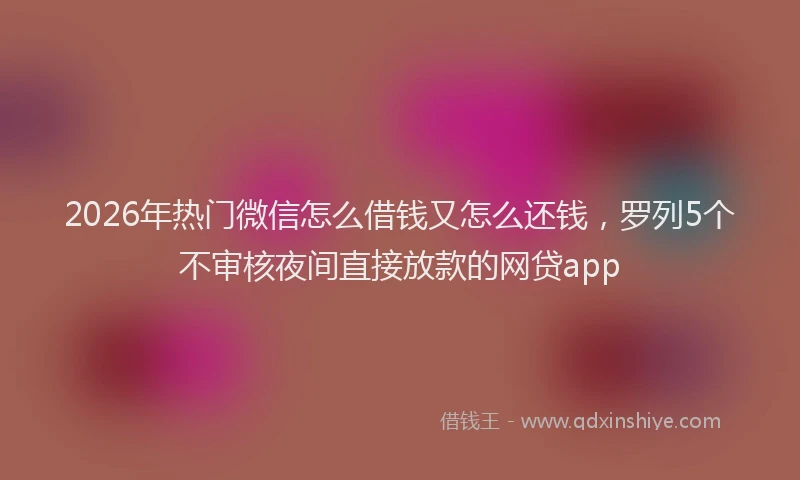 2026年热门微信怎么借钱又怎么还钱，罗列5个不审核夜间直接放款的网贷app
