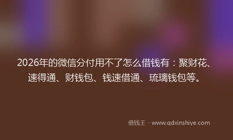 2026年的微信分付用不了怎么借钱有：聚财花、速得通、财钱包、钱速借通、琉璃钱包等。