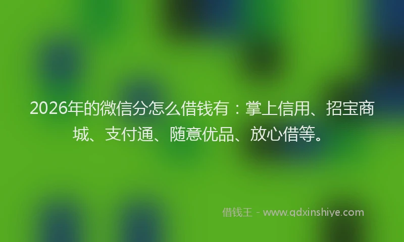 2026年的微信分怎么借钱有：掌上信用、招宝商城、支付通、随意优品、放心借等。