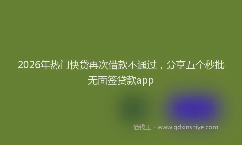 2026年热门快贷再次借款不通过，分享五个秒批无面签贷款app