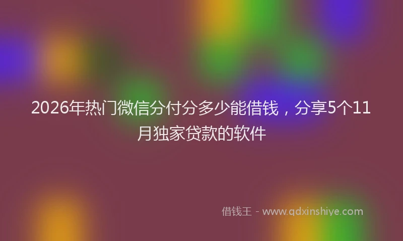 2026年热门微信分付分多少能借钱，分享5个11月独家贷款的软件