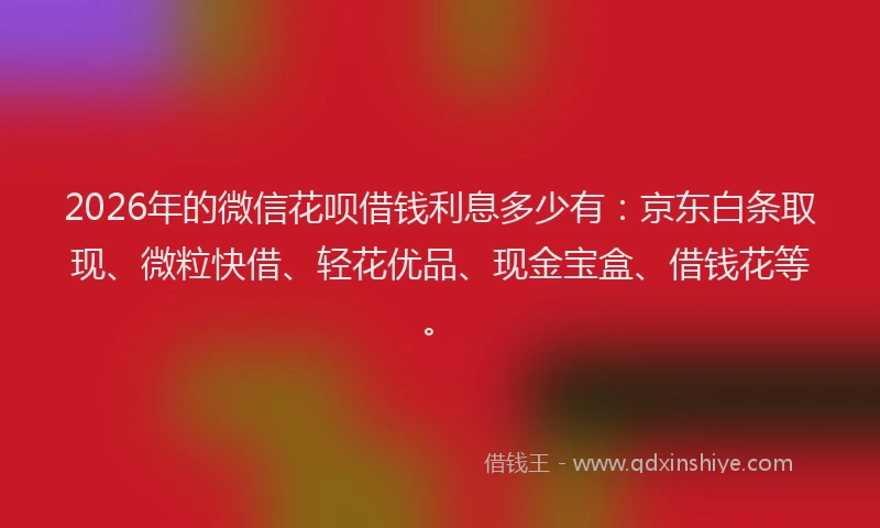 2026年的微信花呗借钱利息多少有：京东白条取现、微粒快借、轻花优品、现金宝盒、借钱花等。