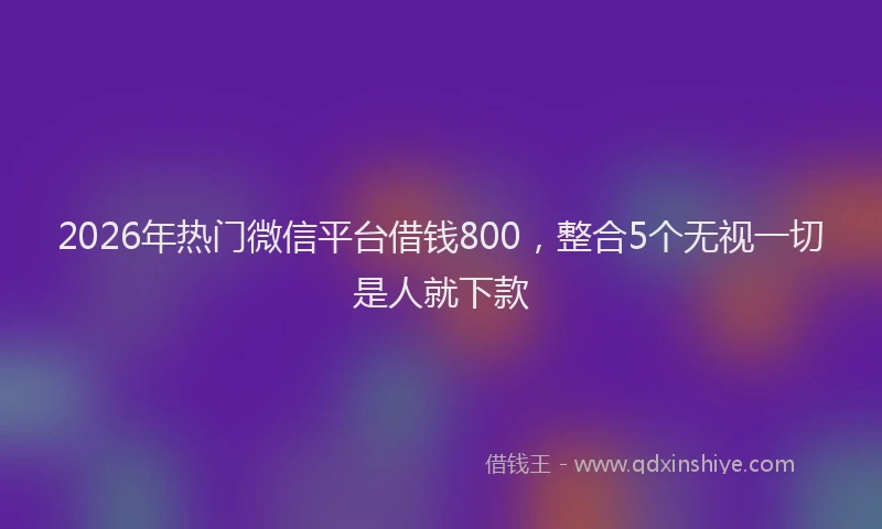 2026年热门微信平台借钱800，整合5个无视一切是人就下款