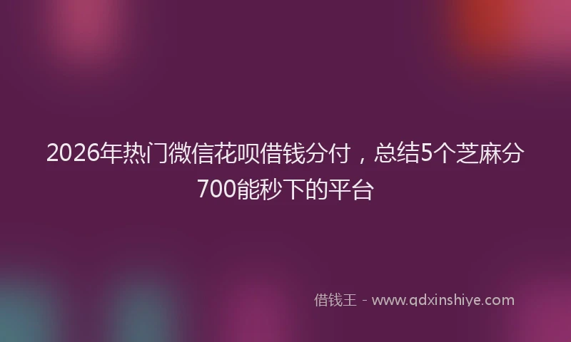 2026年热门微信花呗借钱分付，总结5个芝麻分700能秒下的平台