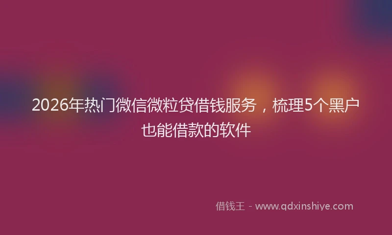 2026年热门微信微粒贷借钱服务，梳理5个黑户也能借款的软件