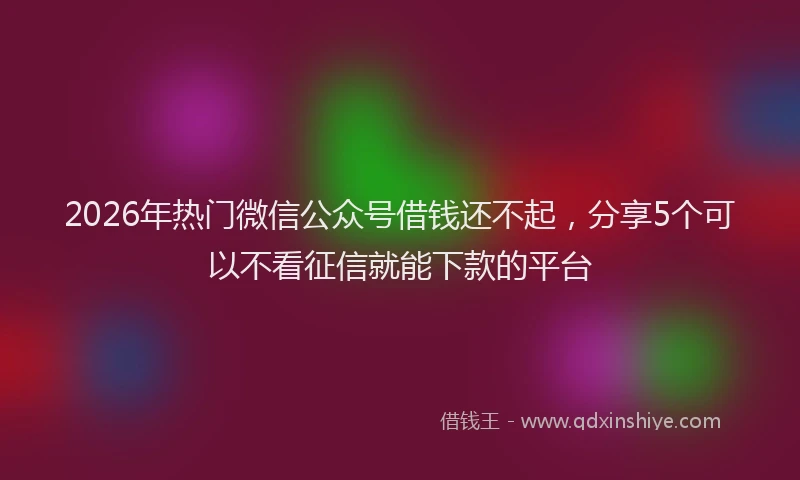 2026年热门微信公众号借钱还不起，分享5个可以不看征信就能下款的平台