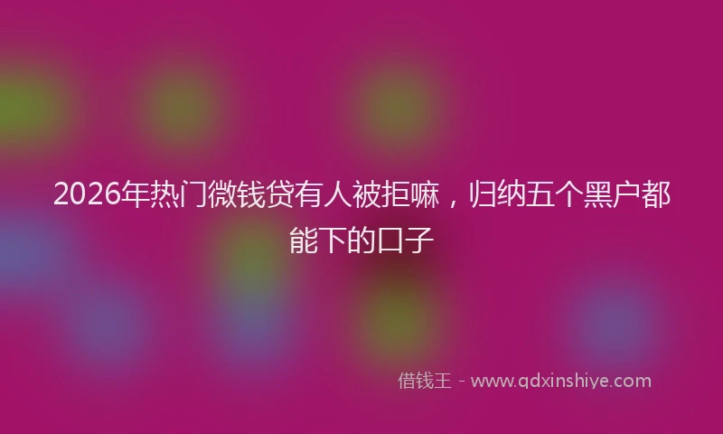 2026年热门微钱贷有人被拒嘛，归纳五个黑户都能下的口子
