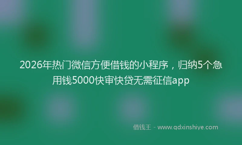 2026年热门微信方便借钱的小程序，归纳5个急用钱5000快审快贷无需征信app