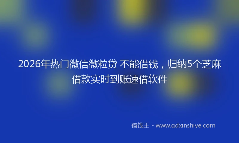 2026年热门微信微粒贷 不能借钱，归纳5个芝麻借款实时到账速借软件