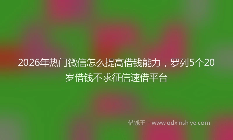 2026年热门微信怎么提高借钱能力,罗列5个20岁借钱不求征信速借平台