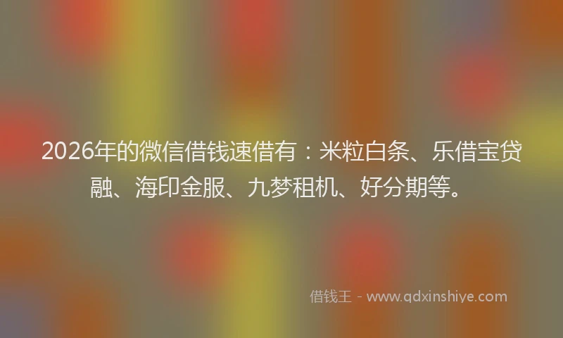 2026年的微信借钱速借有：米粒白条、乐借宝贷融、海印金服、九梦租机、好分期等。