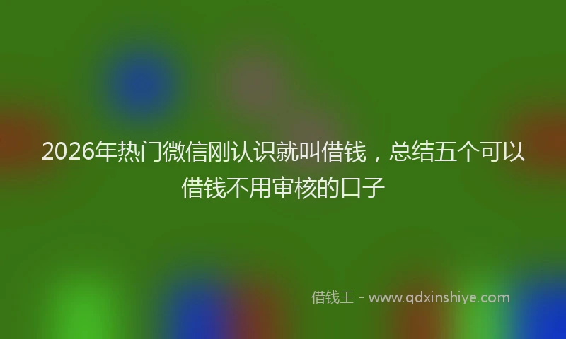 2026年热门微信刚认识就叫借钱，总结五个可以借钱不用审核的口子