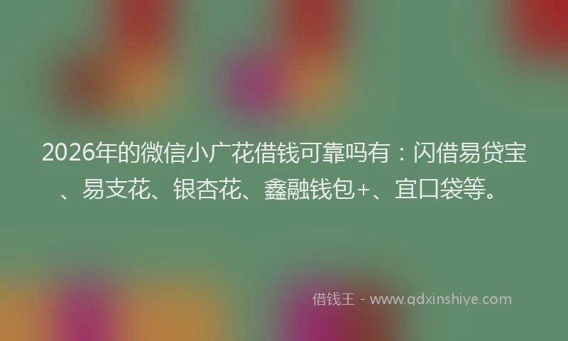 2026年的微信小广花借钱可靠吗有：闪借易贷宝、易支花、银杏花、鑫融钱包+、宜口袋等。