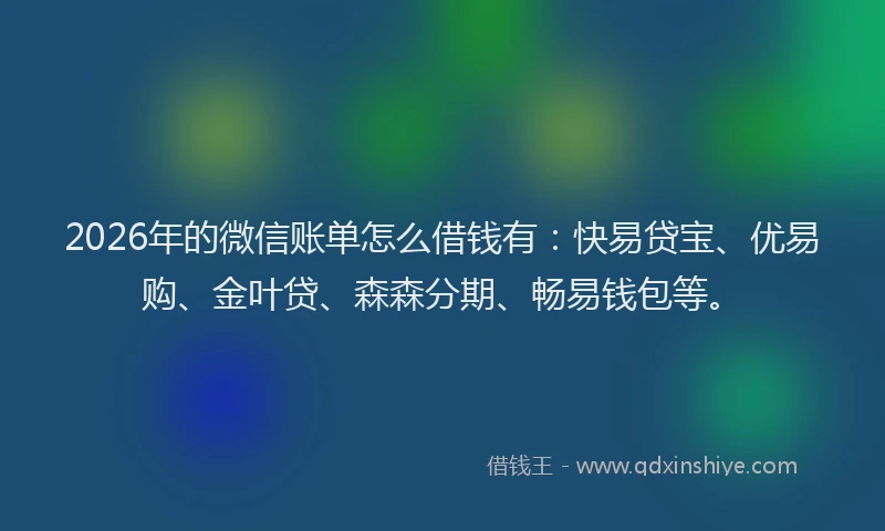 2026年的微信账单怎么借钱有:快易贷宝、优易购、金叶贷、森森分期、畅易钱包等。