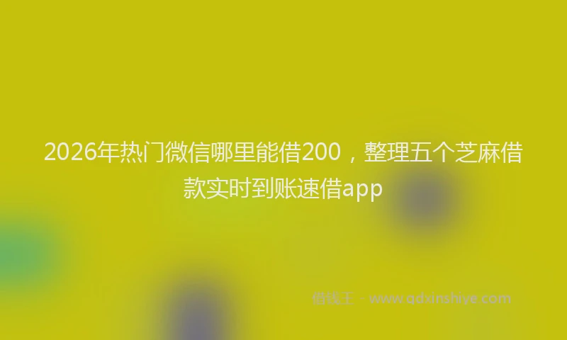 2026年热门微信哪里能借200，整理五个芝麻借款实时到账速借app