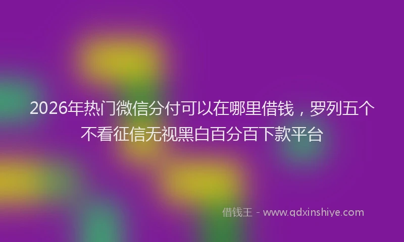 2026年热门微信分付可以在哪里借钱，罗列五个不看征信无视黑白百分百下款平台