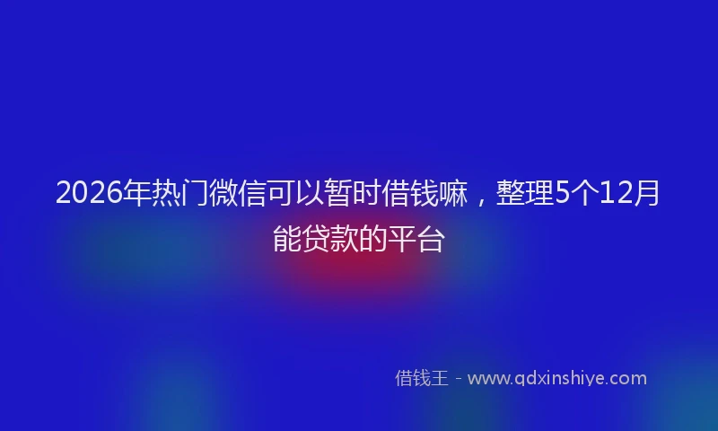 2026年热门微信可以暂时借钱嘛，整理5个12月能贷款的平台