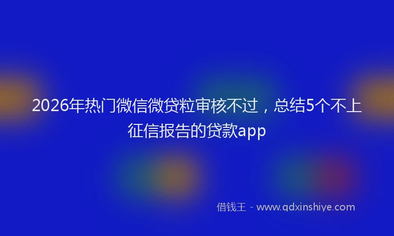 2026年热门微信微贷粒审核不过，总结5个不上征信报告的贷款app