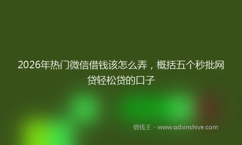 2026年热门微信借钱该怎么弄，概括五个秒批网贷轻松贷的口子