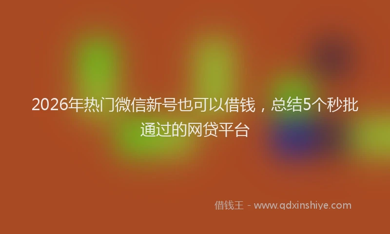 2026年热门微信新号也可以借钱，总结5个秒批通过的网贷平台