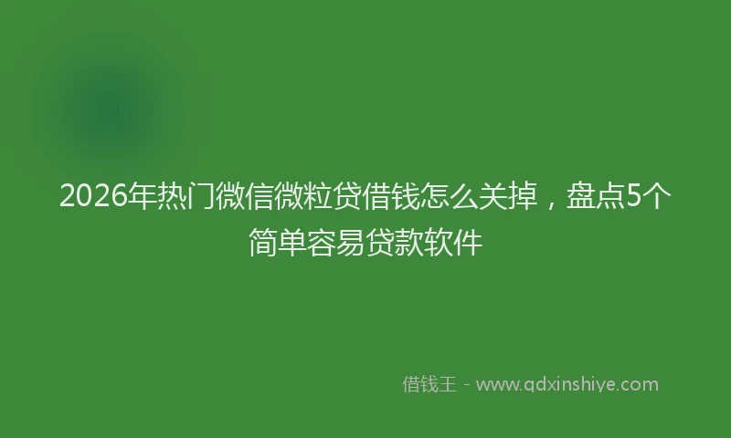 2026年热门微信微粒贷借钱怎么关掉，盘点5个简单容易贷款软件