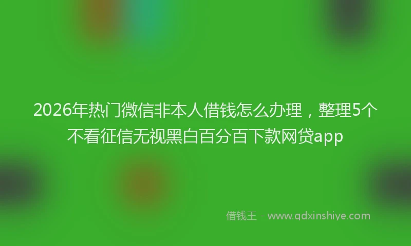2026年热门微信非本人借钱怎么办理，整理5个不看征信无视黑白百分百下款网贷app