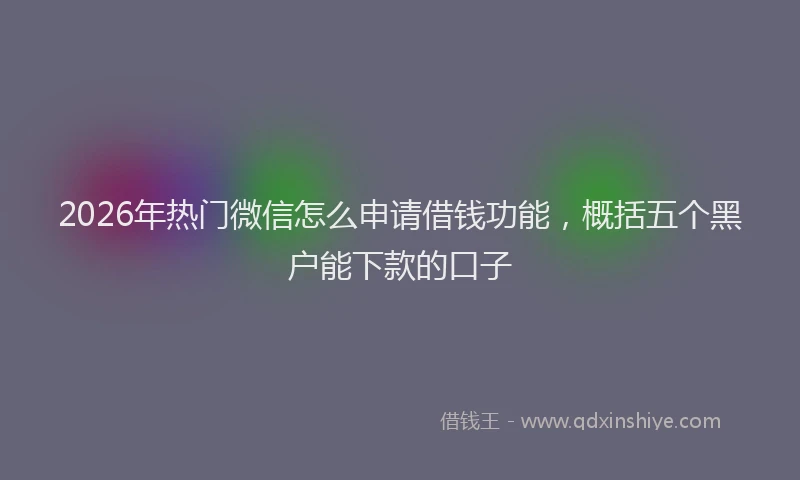 2026年热门微信怎么申请借钱功能，概括五个黑户能下款的口子