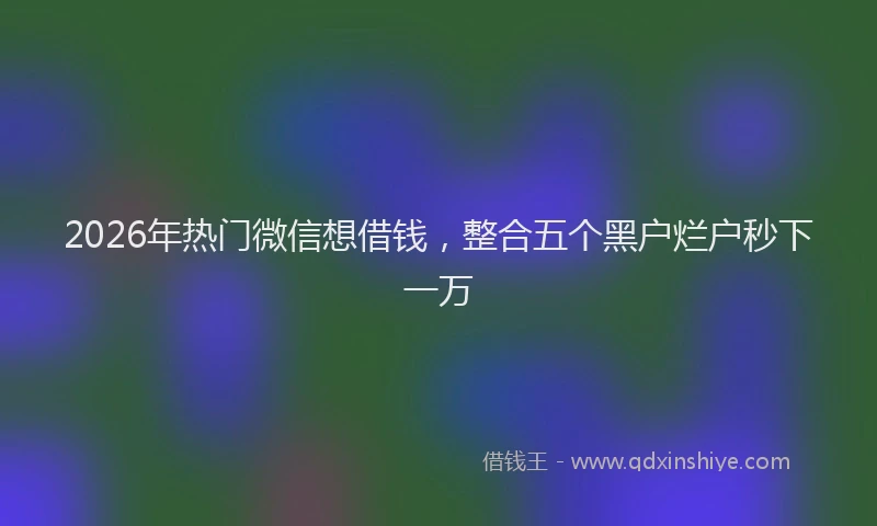2026年热门微信想借钱，整合五个黑户烂户秒下一万