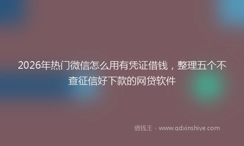 2026年热门微信怎么用有凭证借钱，整理五个不查征信好下款的网贷软件
