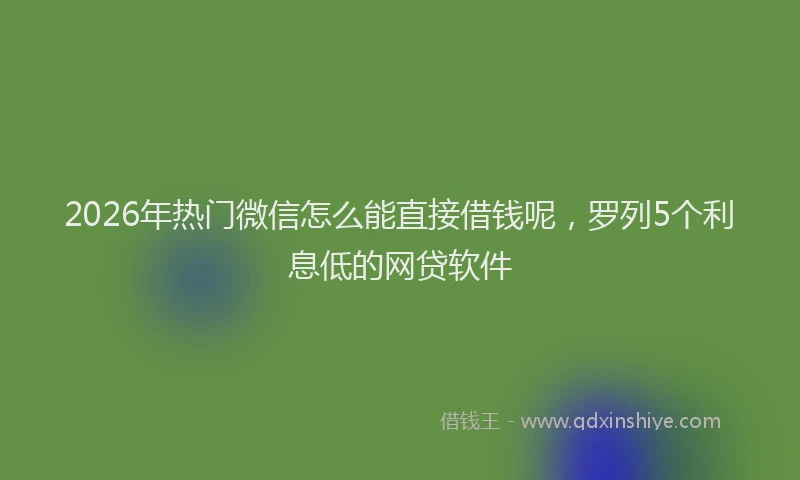 2026年热门微信怎么能直接借钱呢，罗列5个利息低的网贷软件