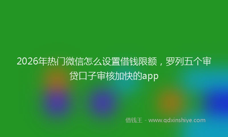 2026年热门微信怎么设置借钱限额，罗列五个审贷口子审核加快的app
